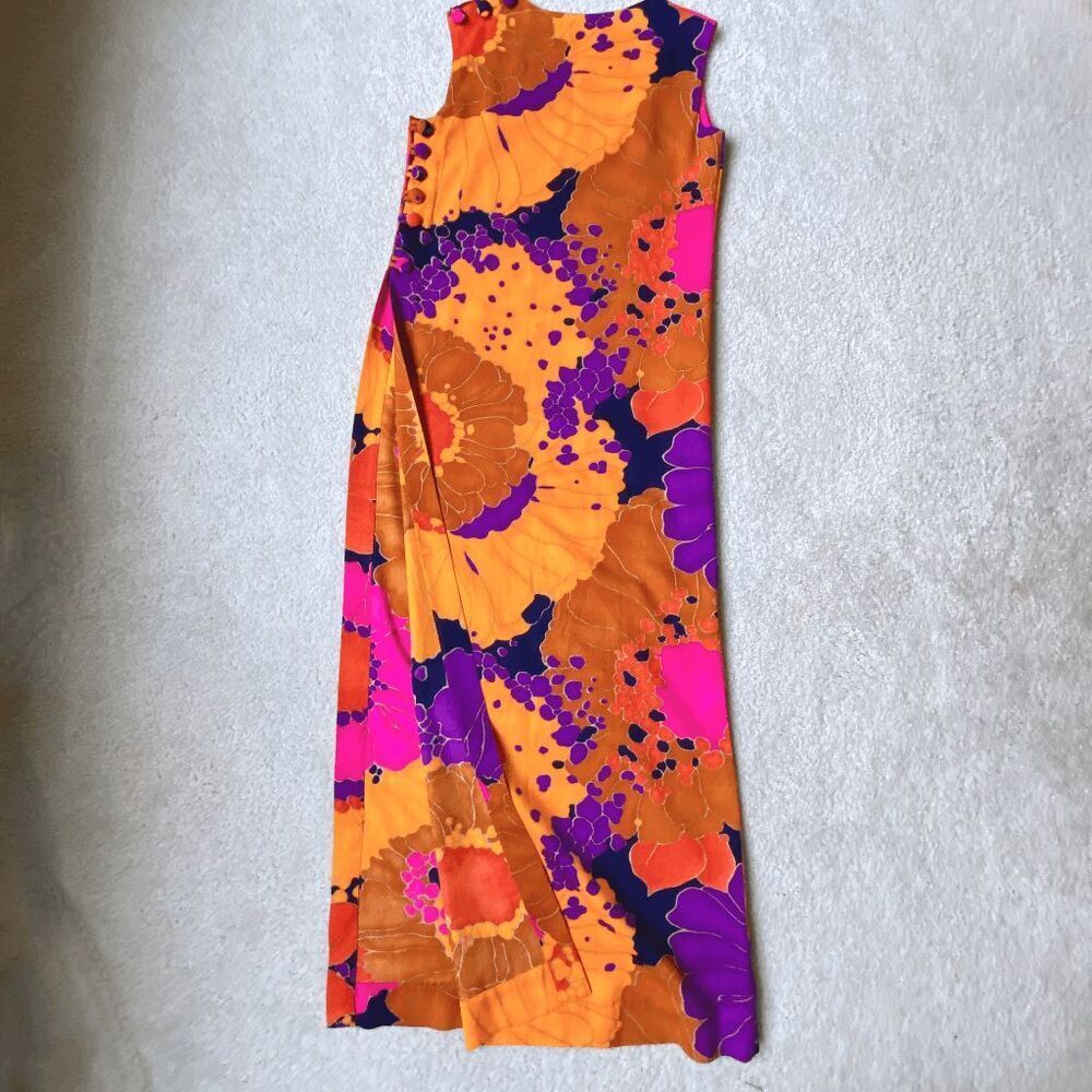 1960s Krist Vibrant Floral Print Dress/Tunic Set, Bold Psychedelic, XS/S - Picture 12 of 16